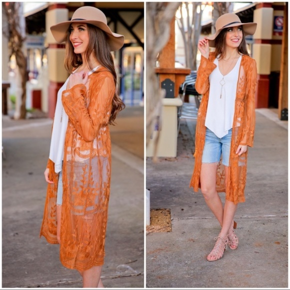 Infinity Raine Sweaters - ❤️LAST ONE! Copper Lace Kimono